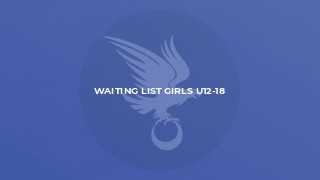Waiting List Girls U12-18
