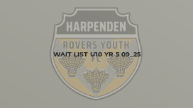 Wait List U10 Yr 5 09_25