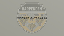 Wait List U14 Yr 9 09_25