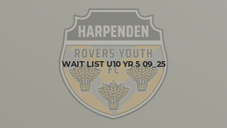Wait List U10 Yr 5 09_25